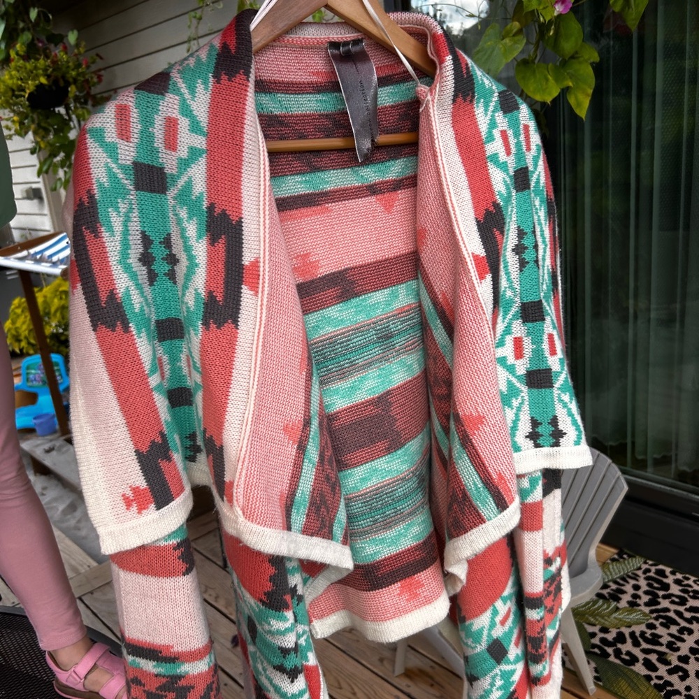 Moon Collection Pink and Green Patterned Cardigan